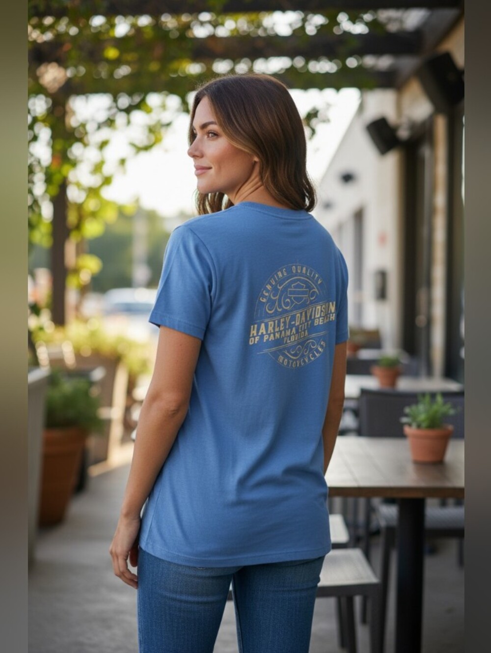 Harley-Davidson Blue Graphic T-Shirt Panama City Beach Florida - Picture 3 of 8